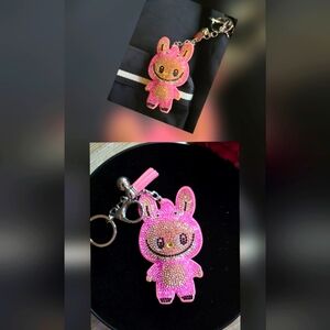 Pink Bling Labubu Rhinestone Keychain – Sparkly Bag Charm